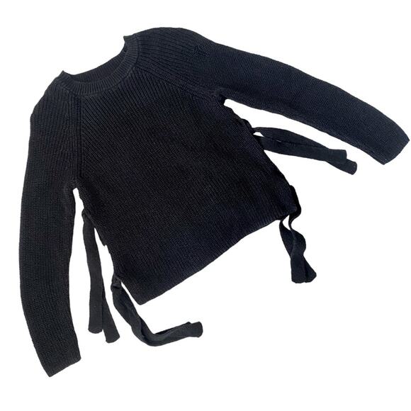 LOFT Sweaters - Ann Taylor LOFT Black Cable Knit Sweater Side Ties Women Size XS